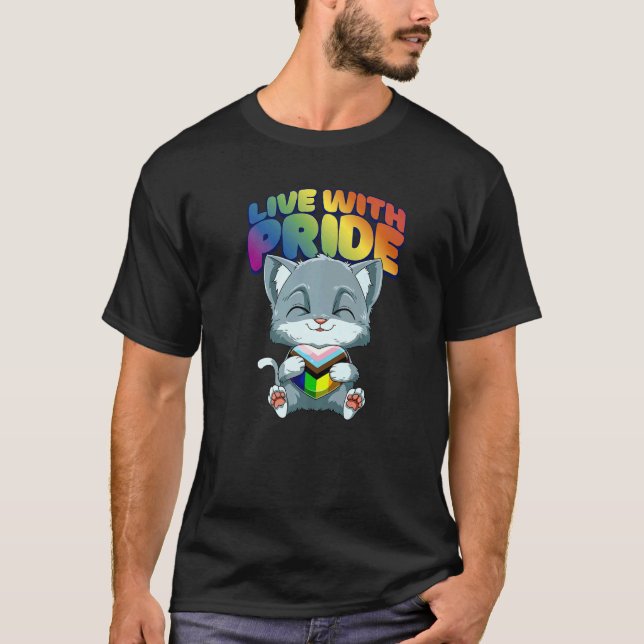 LGBTQ Cat Progressiv Pride Transgender Genderqueer T-Shirt (Vorderseite)