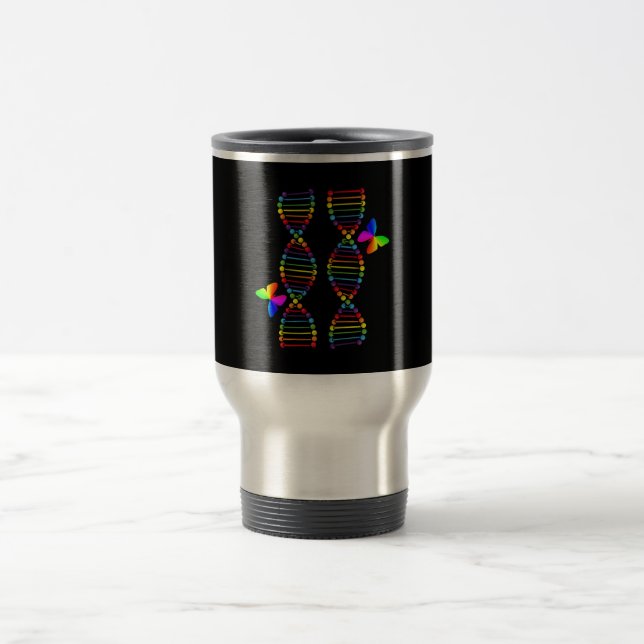 LGBTQ DNA Rainbow Flag Butterfly Gay Pride Monat Reisebecher (Mittel)