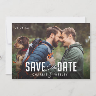 LGBTQ Einfach Traditionell Save the Date mit Foto
