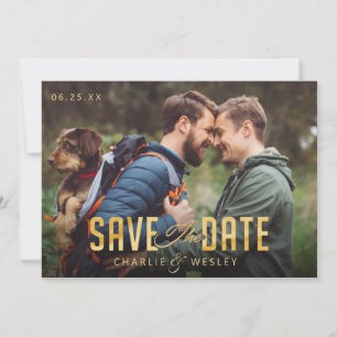 LGBTQ Einfach Traditionell Save the Date mit Foto