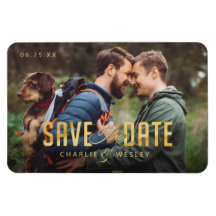 LGBTQ Einfach Traditionell Save the Date mit Foto