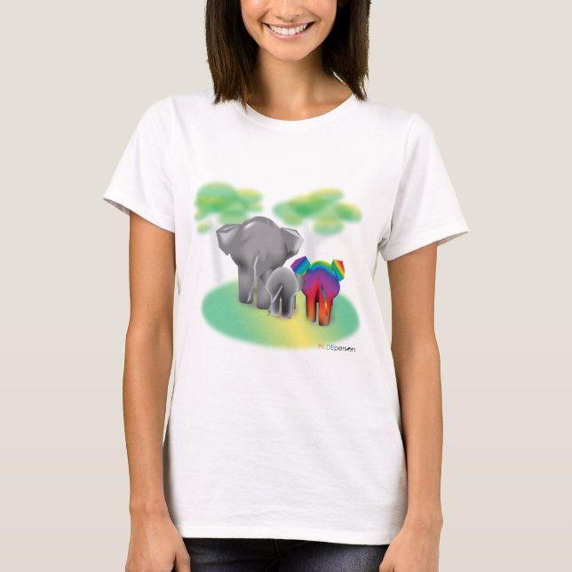 LGBTQ Elephant Family - "Jede Familie Got eine" T-Shirt (Vorderseite)