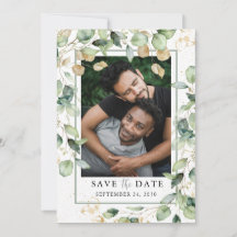 LGBTQ Eucalyptus Gold-Foto Save the Date