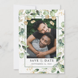 LGBTQ Eucalyptus Gold-Foto Save the Date