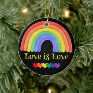 LGBTQ Farbiger Regenbogen-benutzerdefinierter Text Keramik Ornament