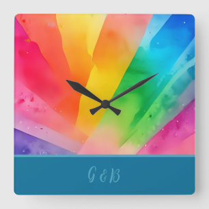 Lgbtq farbiger Regenbogen Quadratische Wanduhr