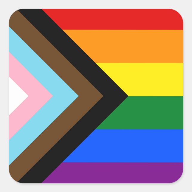 LGBTQ & Fierté - Autocollants Drapeau de la Progre (Devant)