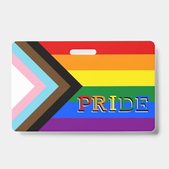 LGBTQ & Fierté - Badge Drapeau de Progrès Arc-en-c (Avant)