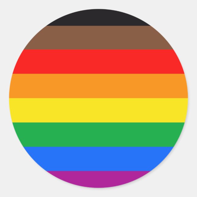 LGBTQ-Flag (8 Streifen) Runder Aufkleber (Vorderseite)