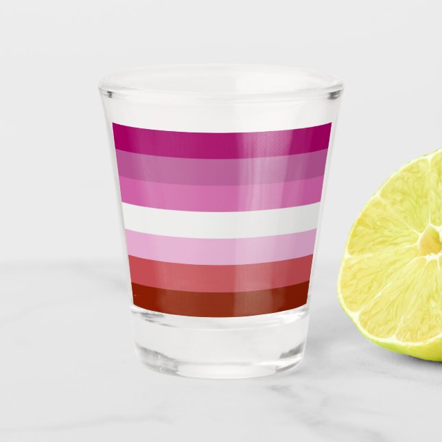 LGBTQ-Flag für Lesben Schnapsglas (Vorderseite)