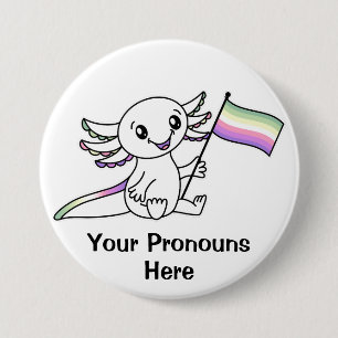 LGBTQ+-Flag für Niedliche Axolotl-Genderfae Button
