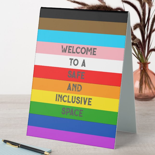LGBTQ-Flag-Regenbogen mit benutzerdefinierbarer St Tischaufsteller (In Situ (Tisch))