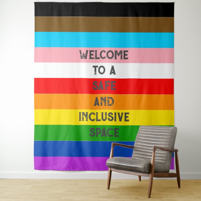 LGBTQ-Flag-Regenbogen mit benutzerdefinierbarer St Wandteppich (Beispiel)