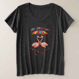 LGBTQ Flamingos stehend anmutig unter einem Regenb Große Größe T-Shirt