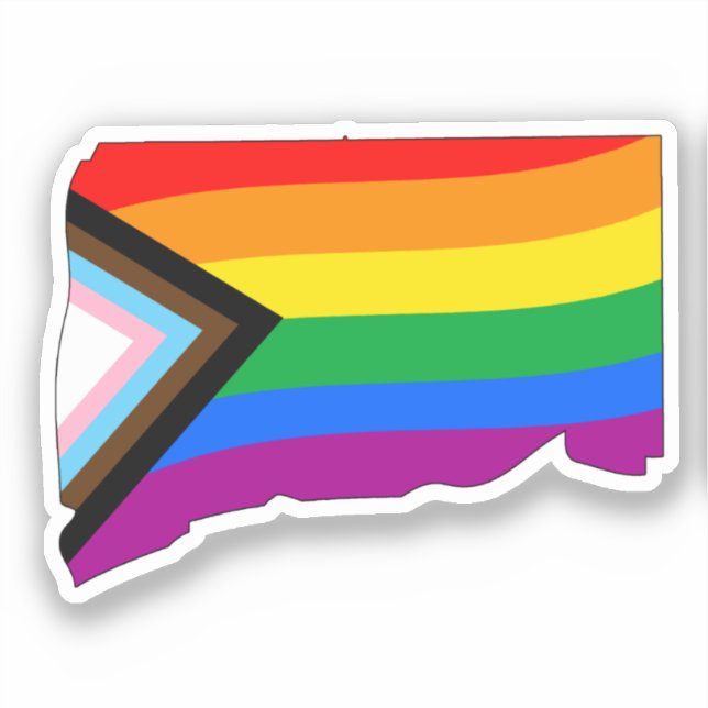 LGBTQ-Fortschrittsbericht für Connecticut Staatsst Aufkleber (Vorderseite)