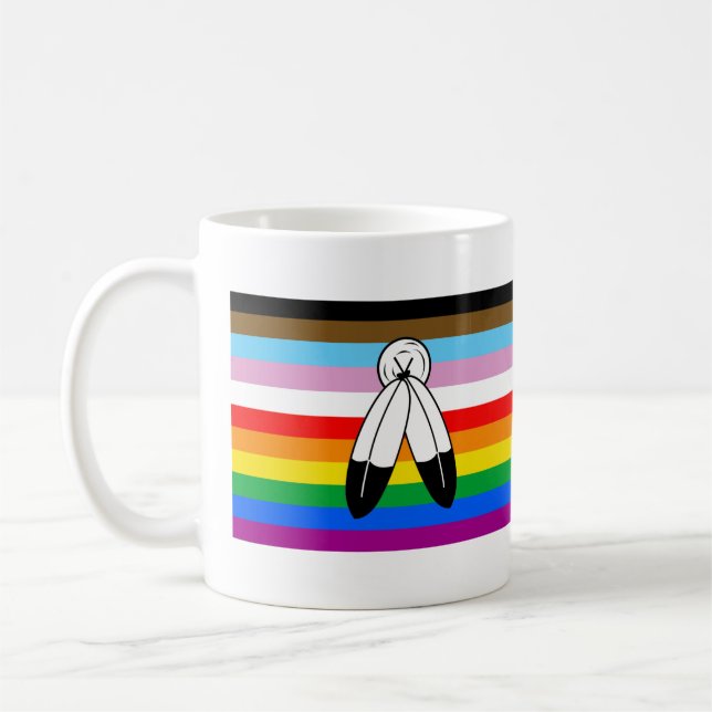 LGBTQ+-Fortschrittsflagge mit zwei Geistern Kaffeetasse (Links)