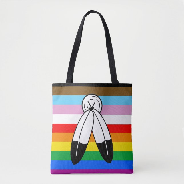 LGBTQ+-Fortschrittsflagge mit zwei Geistern Tasche (Vorderseite)