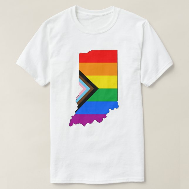 LGBTQ-Fortschrittsstolz auf Indiana Staatsstolz T-Shirt (Design vorne)
