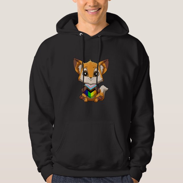 LGBTQ Fox Progressiv Pride Heart  Transgender Gend Hoodie (Vorderseite)