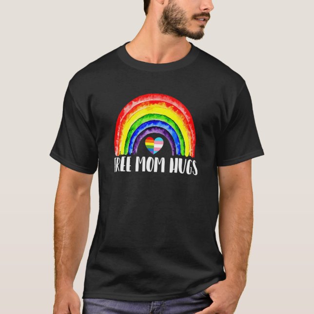 Lgbtq Freie Mama Hugs Gay Pride Lgbt Ally Rainbow  T-Shirt (Vorderseite)