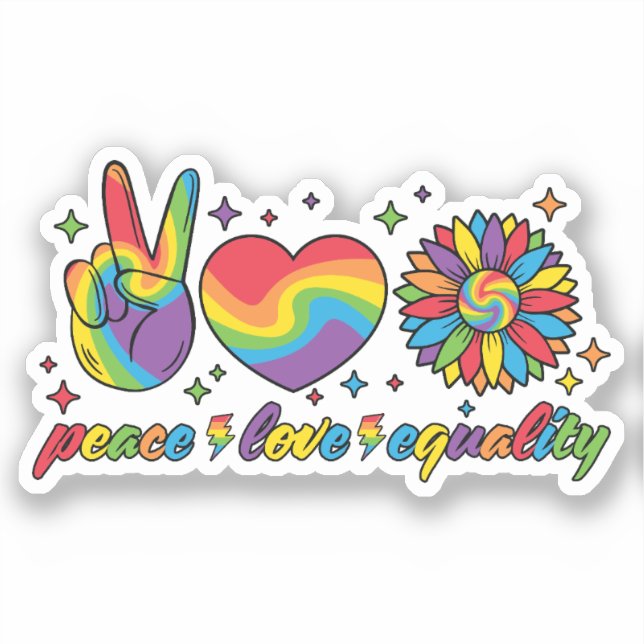 LGBTQ - Frieden, Liebe, Gleichheit Aufkleber (Vorderseite)
