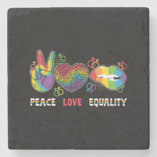 LGBTQ - Frieden, Liebe, Gleichheit - Regenbogenfar Steinuntersetzer