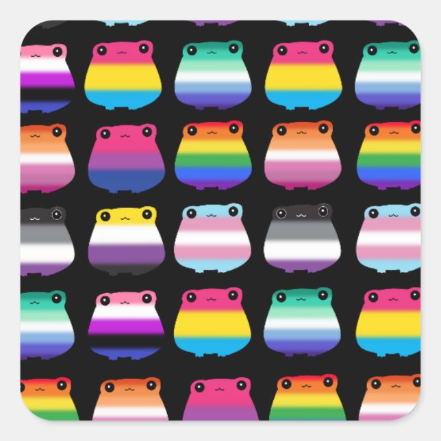 LGBTQ-Frösche Quadratischer Aufkleber (Vorderseite)