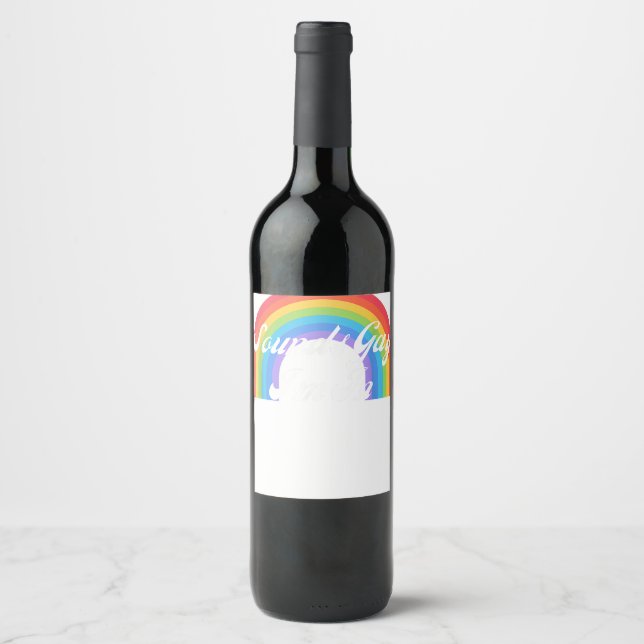 LGBTQ Funny Gay Pride Retro - Sounds Gay I'm In Weinetikett (Vorderseite)