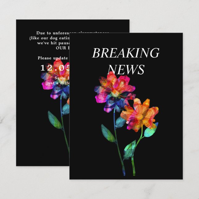 LGBTQ  FUNNY Wedding date CHANGE Petals & Pride  Begleitkarte (Vorne/Hinten)