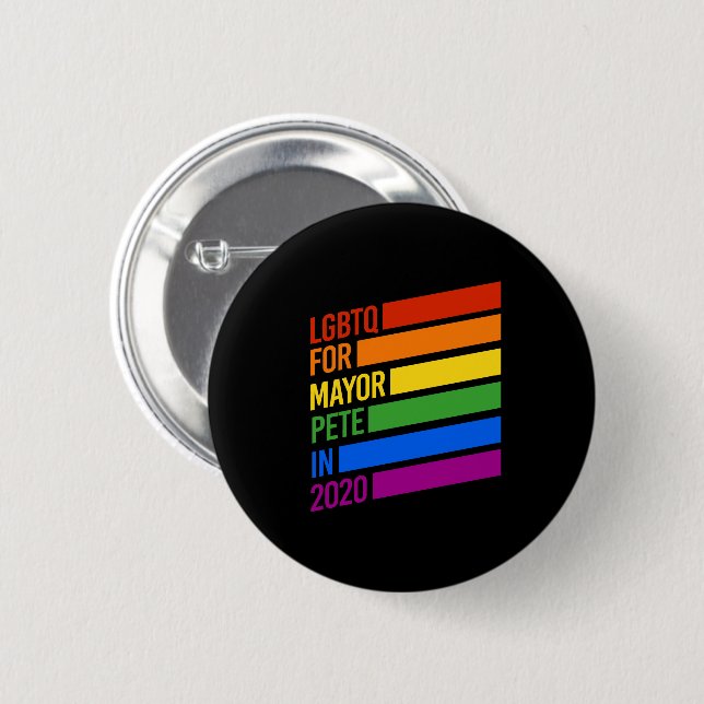 LGBTQ für Bürgermeister Pete 2020 Button (Vorne & Hinten)