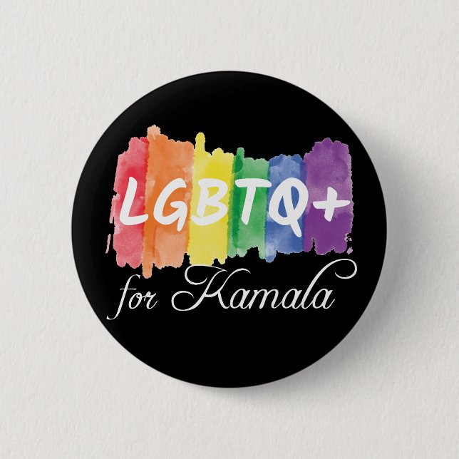 LGBTQ für Kamala Rainbow Gay Pride Button (Vorderseite)
