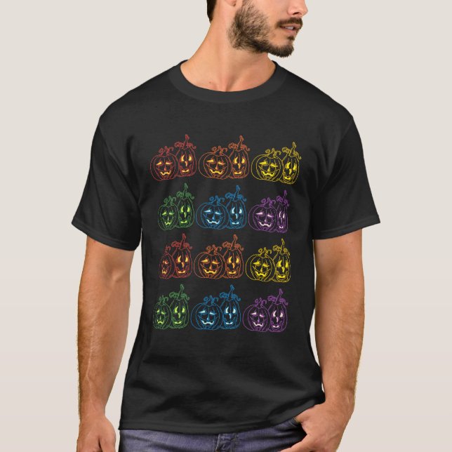 LGBTQ Gay Lesbian Pristel Halloween-Kürbislaternen T-Shirt (Vorderseite)
