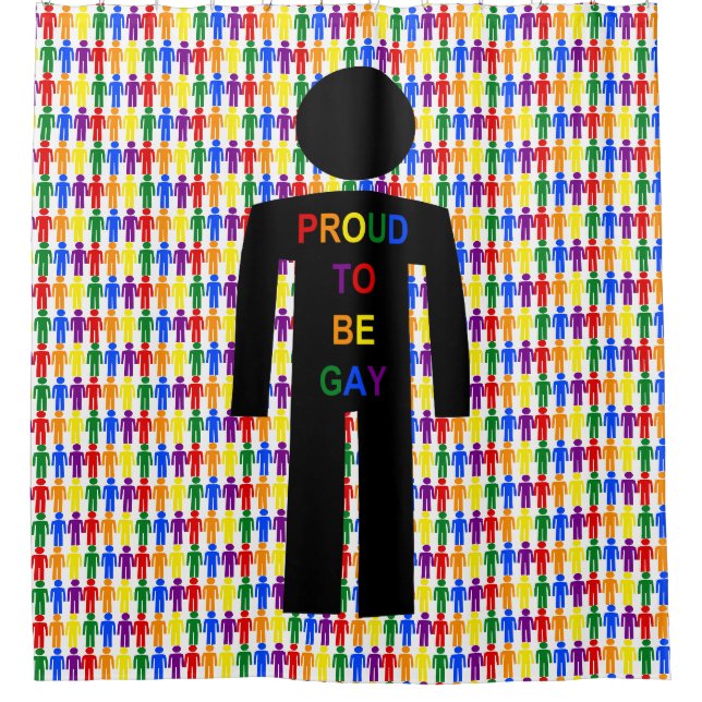 LGBTQ Gay Man Silhouette und Regenbogen Männer Duschvorhang (Vorderseite)