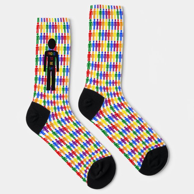 LGBTQ Gay Man Silhouette und Regenbogen Männer Gem Socken (Rechts)