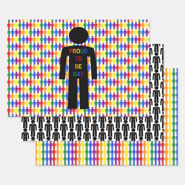 LGBTQ Gay Man Silhouette und Regenbogen Männer Geschenkpapier Set (Set)