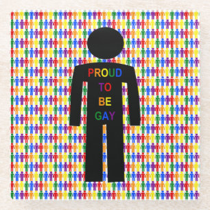 LGBTQ Gay Man Silhouette und Regenbogen Männer Glasuntersetzer