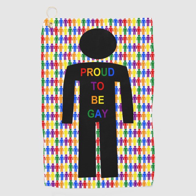 LGBTQ Gay Man Silhouette und Regenbogen Männer Golfhandtuch (Vorderseite)
