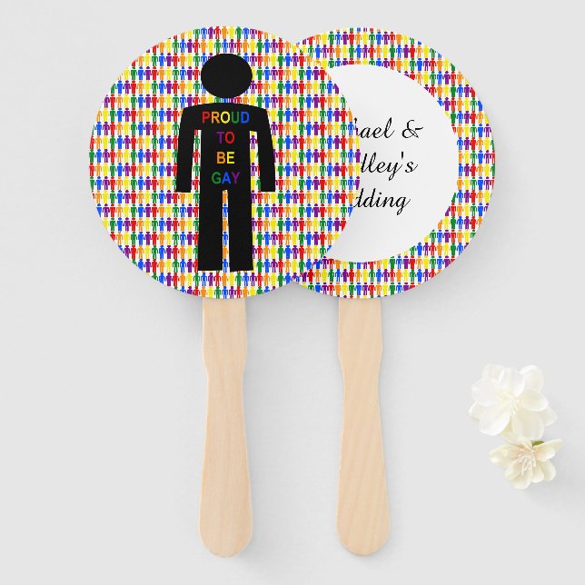 LGBTQ Gay Man Silhouette und Regenbogen Männer nac Fächer (Vorne und Hinten)