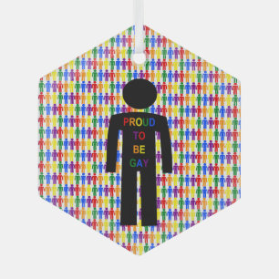LGBTQ Gay Man Silhouette und Regenbogen Männer Ornament Aus Glas
