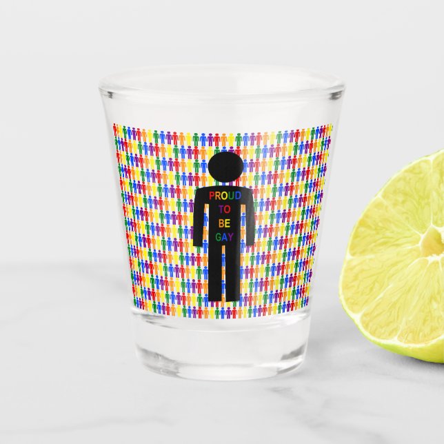 LGBTQ Gay Man Silhouette und Regenbogen Männer Schnapsglas (Vorderseite)