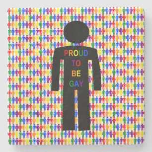 LGBTQ Gay Man Silhouette und Regenbogen Männer Steinuntersetzer