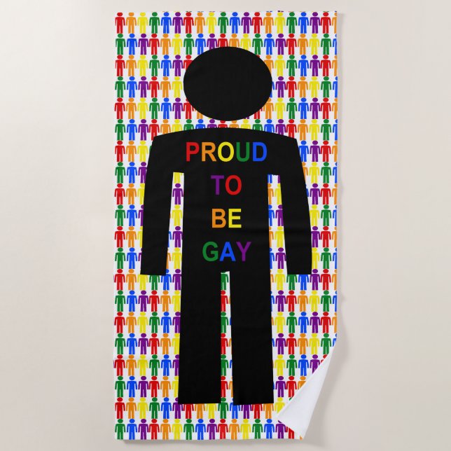 LGBTQ Gay Man Silhouette und Regenbogen Männer Strandtuch (Vorderseite)