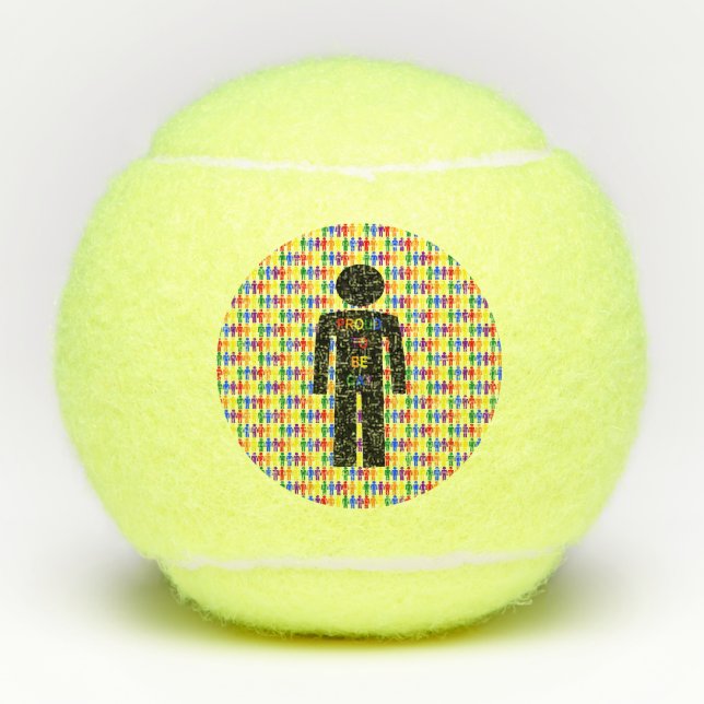 LGBTQ Gay Man Silhouette und Regenbogen Männer Tennisbälle (Vorderseite)