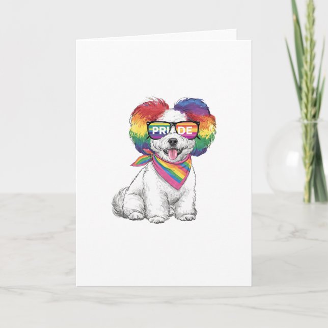LGBTQ+ Gay Pride Greetings Card - Rainbow Pup Einladung (Vorderseite)