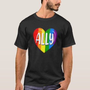 Lgbtq Gay Pride Lgbt Ally Rainbow Flag Herz Retro T-Shirt