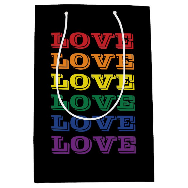 LGBTQ Gay Pride-Liebe Anpassbare, mehrfache Text Mittlere Geschenktüte (Vorderseite)