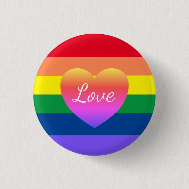LGBTQ Gay Pride Liebe Rainbow Herz Button (Vorderseite)