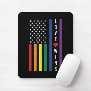LGBTQ Gay Pride Love Wins USA Amerikanische Flagge Mousepad