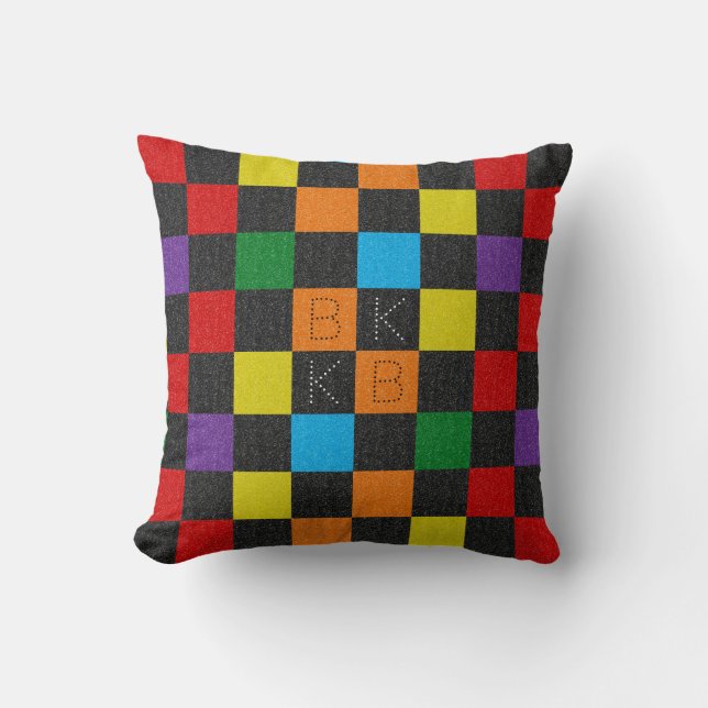 LGBTQ-Gay Pride-Monogramm des geprüften Glitzer Kissen (Vorderseite)
