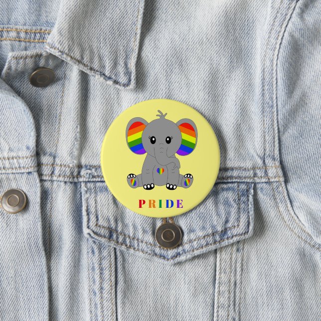 LGBTQ-Gay Pride - niedlicher Elefant mit Regenboge Button (Beispiel)